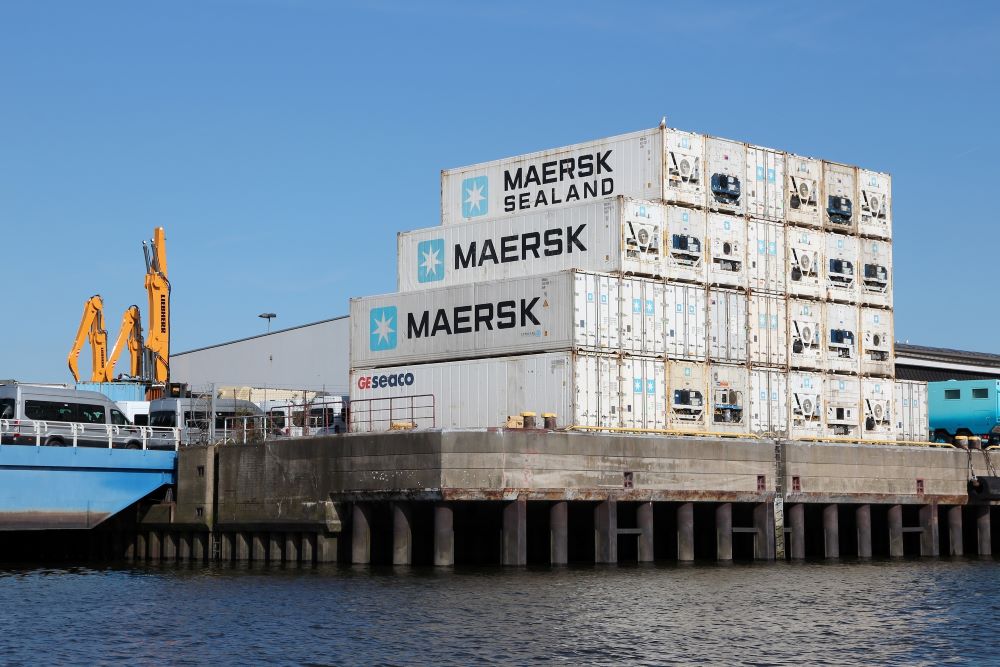 Shipping containers with Maersk on the side