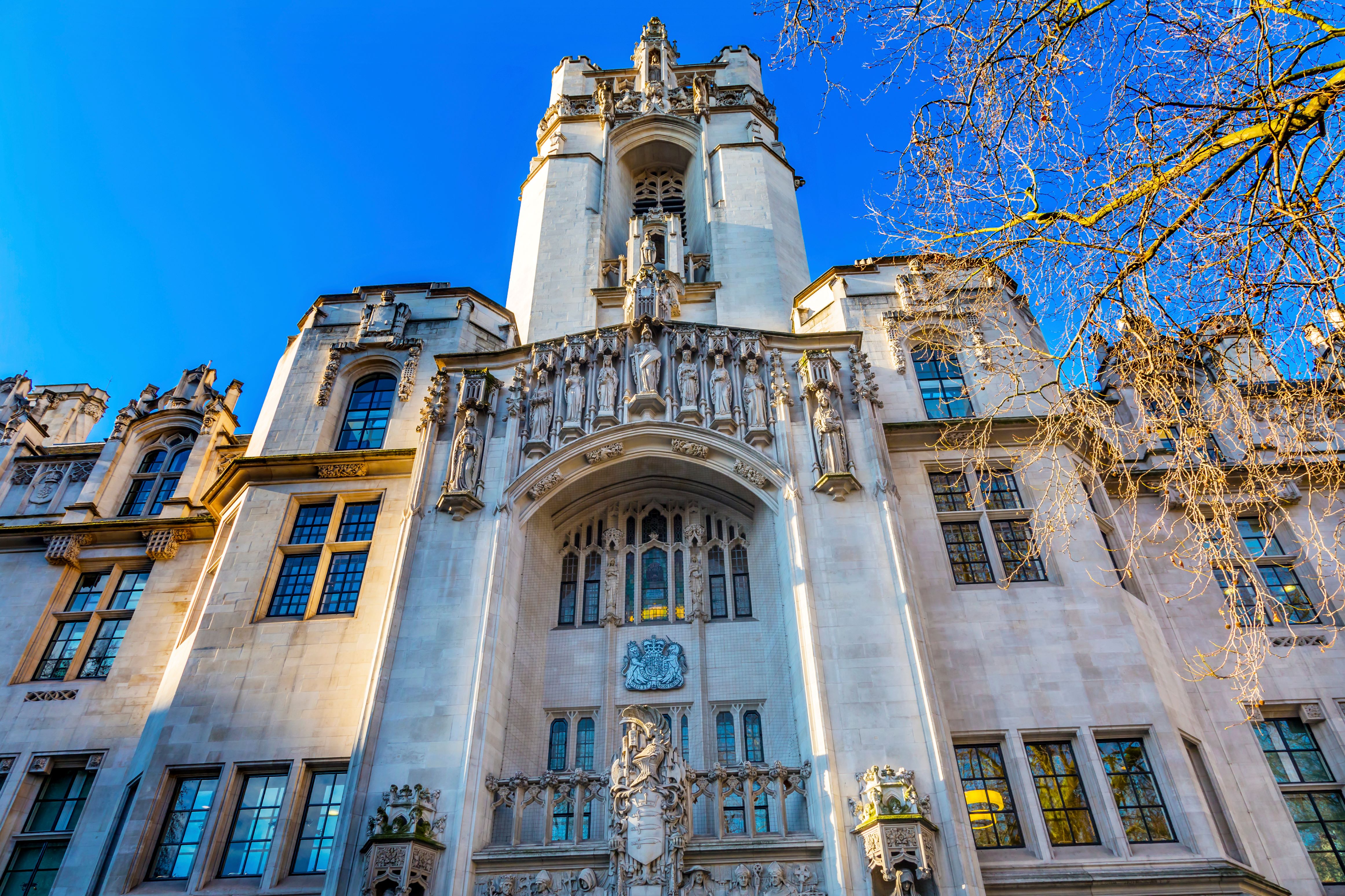UK Supreme Court facade in sunlight