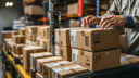 Stacks of boxes being prepared for export in a warehouse