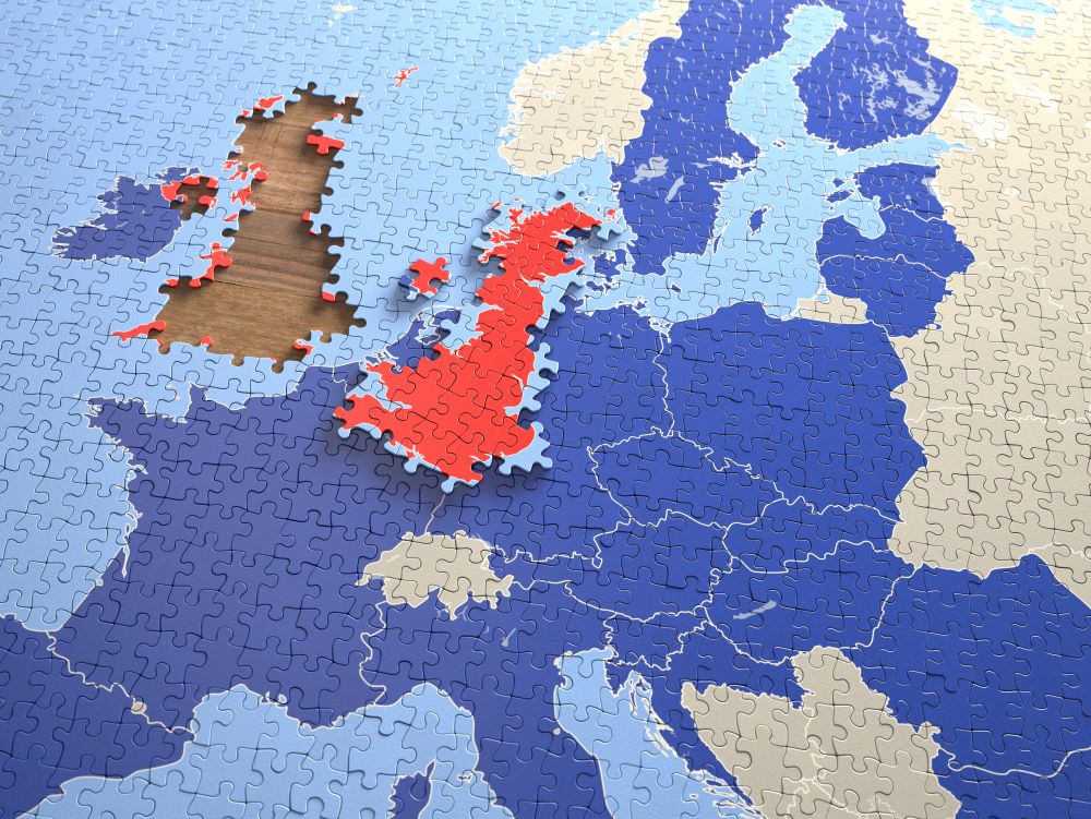 Puzzle map of EU with UK removed
