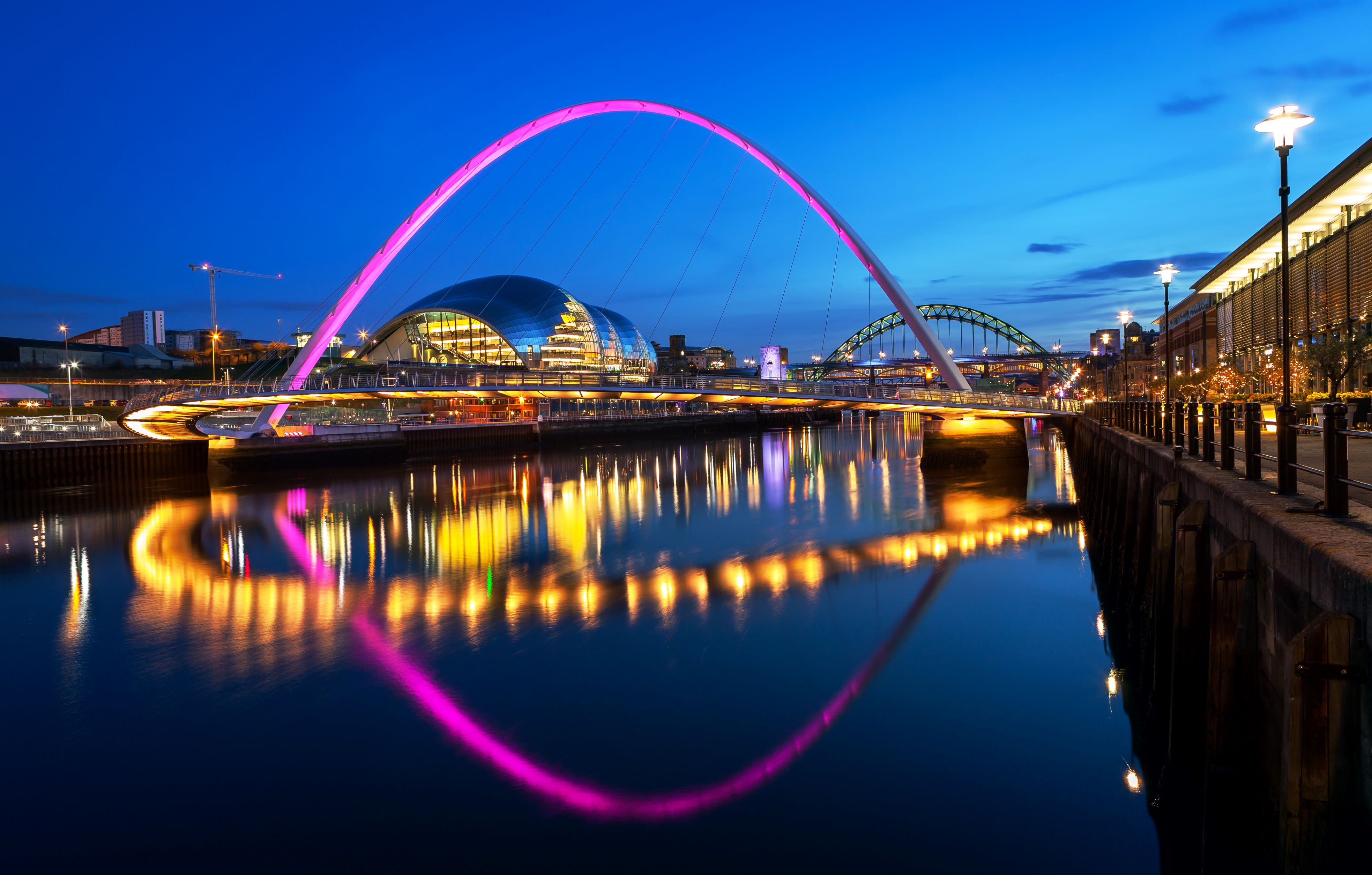 Newcastle lit up at night