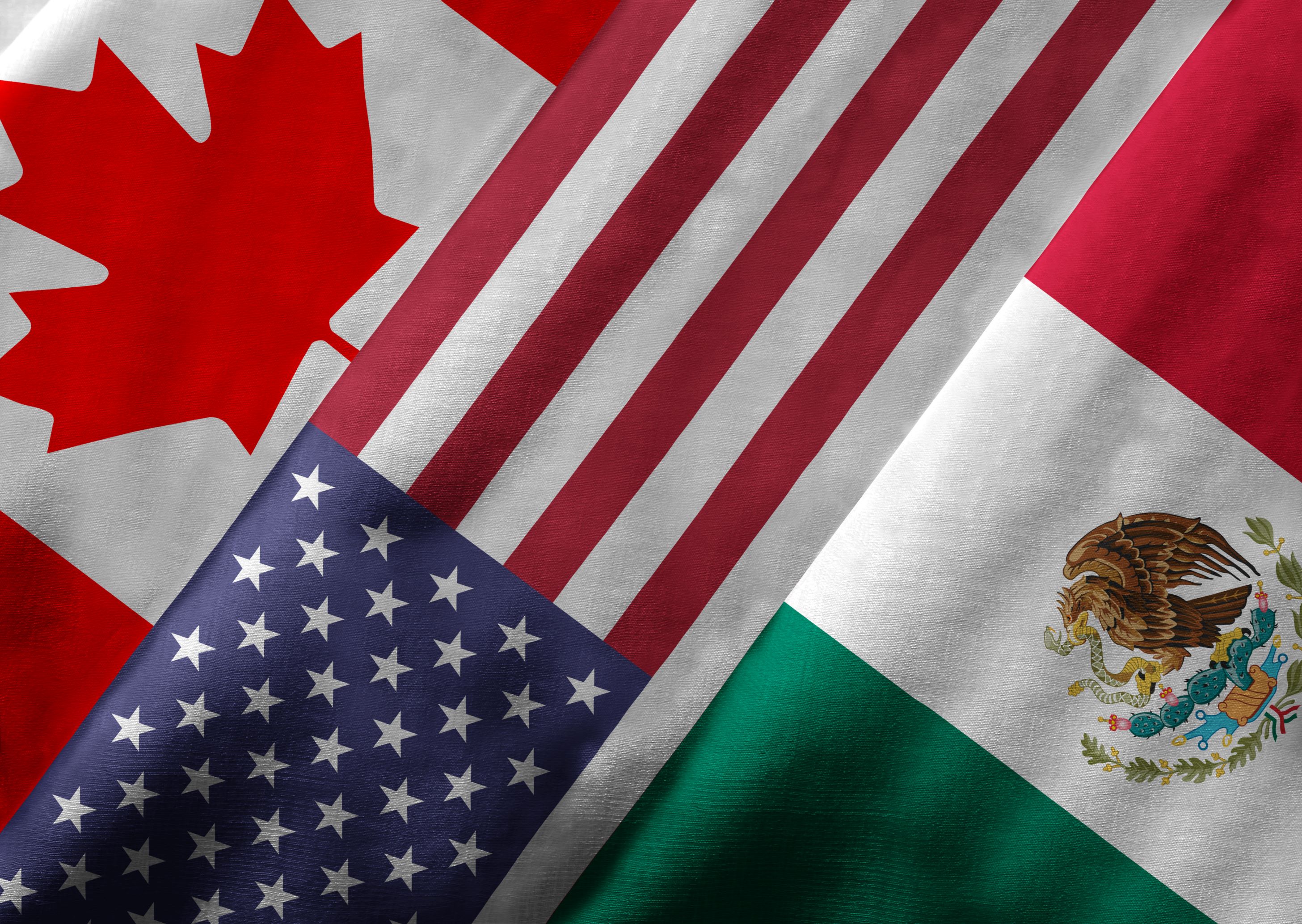 US, Canada and Mexico's flags