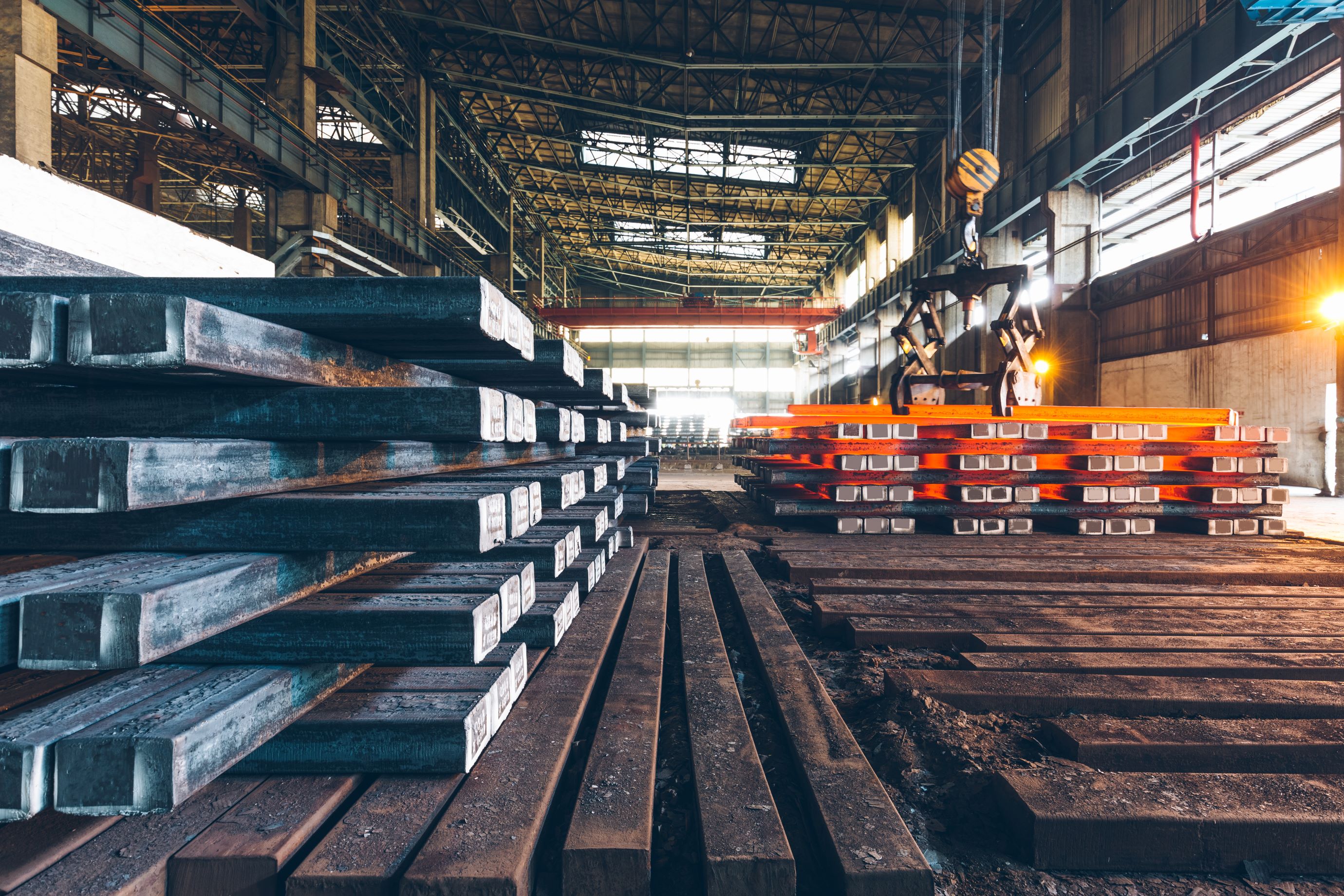 Steel in a warehouse